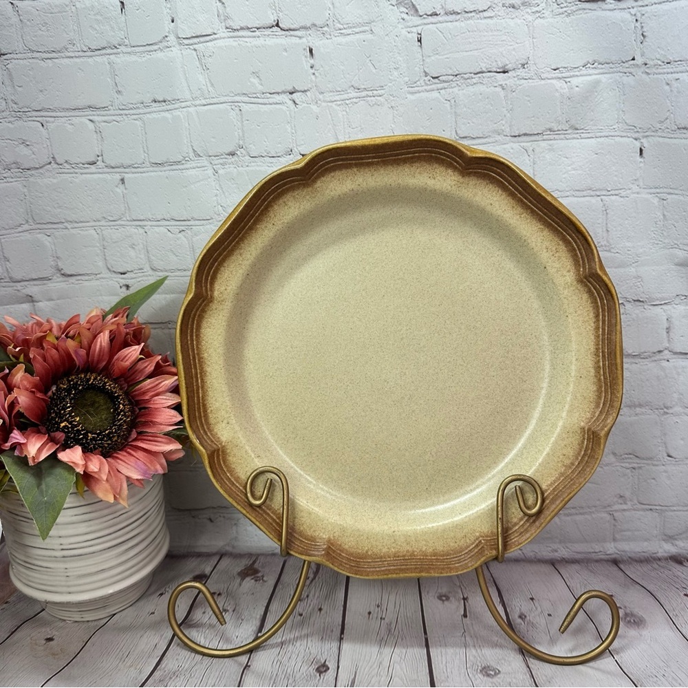 vtg Whole Wheat by Mikasa 12" Chop Plate (Round Platter) stoneware retro 1of 3